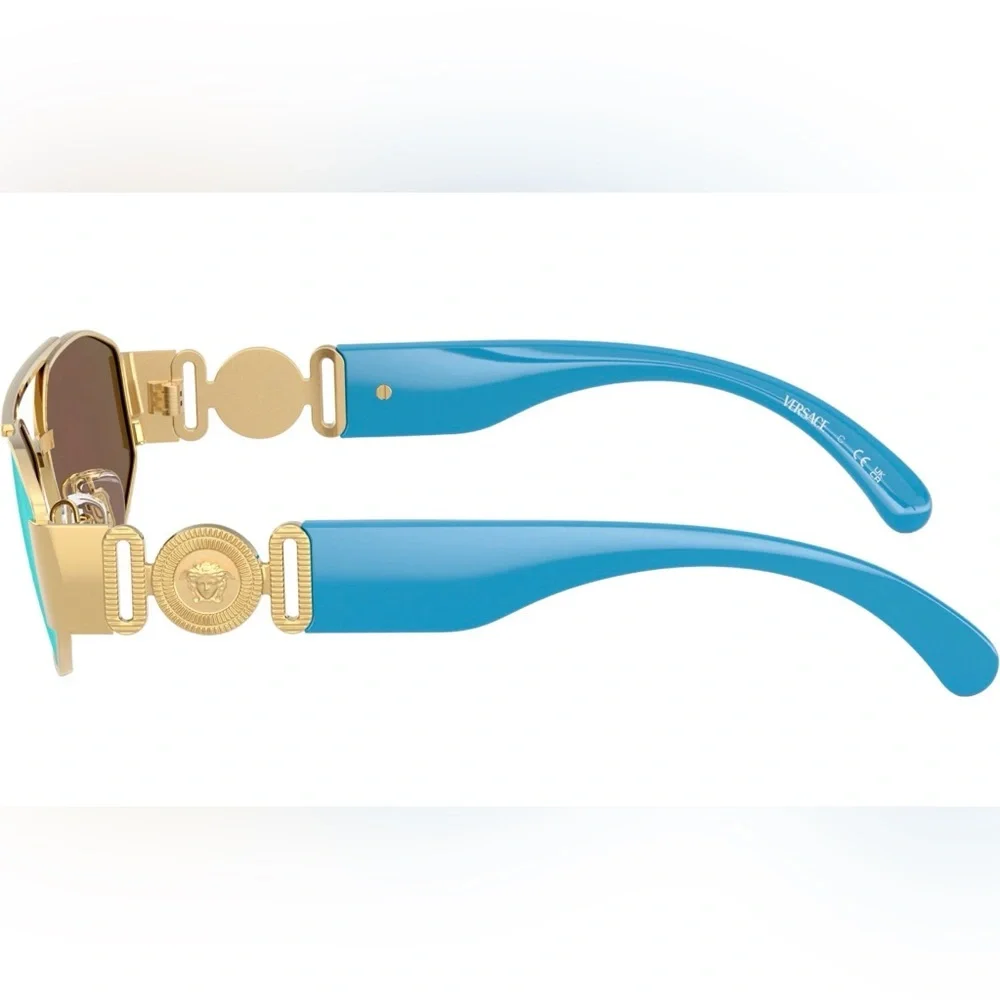Versace Gold Frame Sunglasses with Aqua Blue Lenses 0VK2003 - Picture 4 of 6